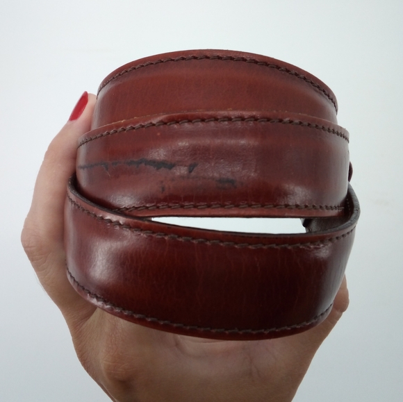 Rare Vintage DOONEY & BOURKE Red Brown Leather Belt Wellington Calf 36 Gold - Picture 4 of 9